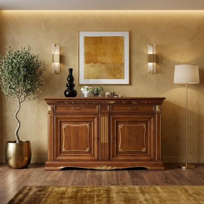 Comò credenza soggiorno barocco design xxl nuova in massello di legno.