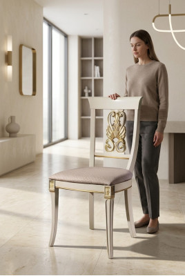 Lusso design sedia imbottita sedie seduta schienale legno massello sala da pranzo barocco