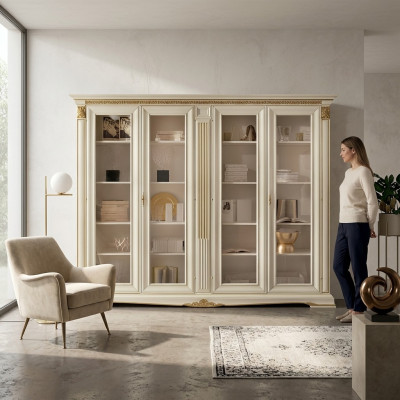 Vetrina Armadio Vetrine Soggiorno Vetrine Mobili Design Barocco Rococò Legno Massello