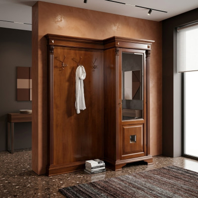 Ingresso con armadio e pannello, mobili in stile rustico per l'ingresso.
