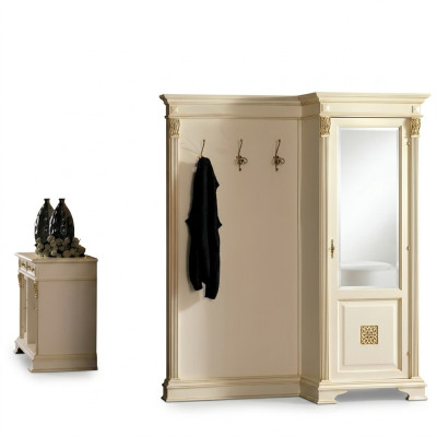 Set di armadi con specchio, mensola, attaccapanni, armadio, appendiabiti.
