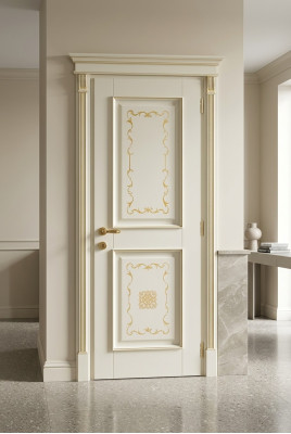 Porte interne Barocco Rococò su misura con telaio, porte in legno massiccio classico italiano