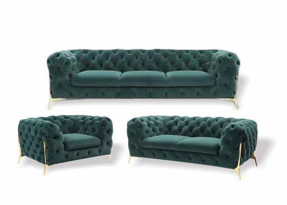 Chesterfield divano in velluto design 2 posti tessuto velluto set divani gambe d'oro
