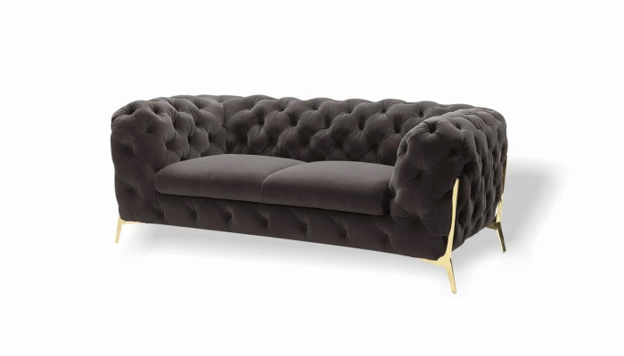 Chesterfield divano in velluto design 2 posti tessuto velluto set divani gambe d'oro
