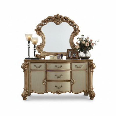 Buffet Vassoio Cassettone Specchio Vera lavorazione del legno Classico Barocco Rococò