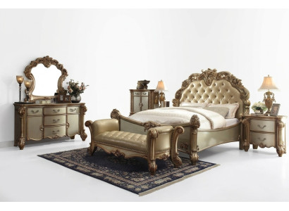 Letto classico stile Barocco Chesterfield Rococò doppio in cuoio per hotel antico