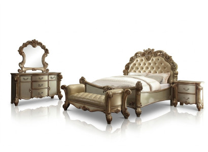 Letto 2x Comodino 3 pezzi. Set camera da letto classica di lusso Barocco Rococò