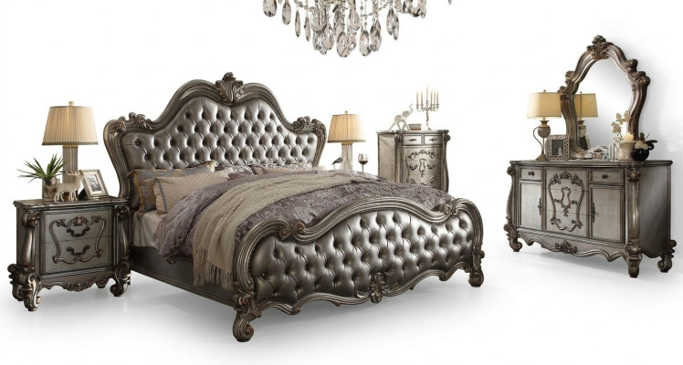 Set camera da letto con mobili classici letto comodino cassettiera specchio 5 pezzi.