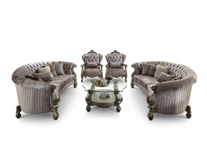 Unico set di mobili di lusso Chesterfield 4 pezzi. 2 divani rotondi + 2 poltrone
