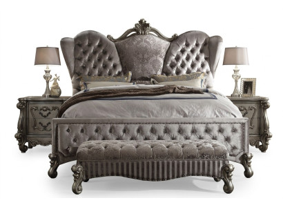 Letto letto imbottito di lusso a due posti letto a baldacchino in legno per camera da letto.
