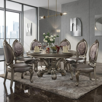 Design Tavolo Rotondo 6 sedie Sala da pranzo Sedie rotonde imbottite Set di tavoli