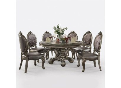 Design Tavolo Rotondo 6 sedie Sala da pranzo Sedie rotonde imbottite Set di tavoli
