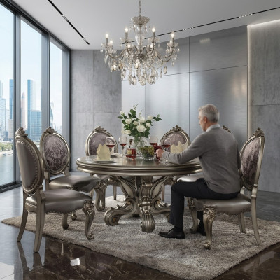 Design Tavolo Rotondo 8x Sedie Sedie Sala da Pranzo Seduta Imbottita Set Tavoli Rotondi