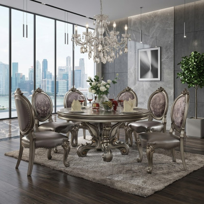 Design Tavolo Rotondo 8x Sedie Sedie Sala da Pranzo Seduta Imbottita Set Tavoli Rotondi