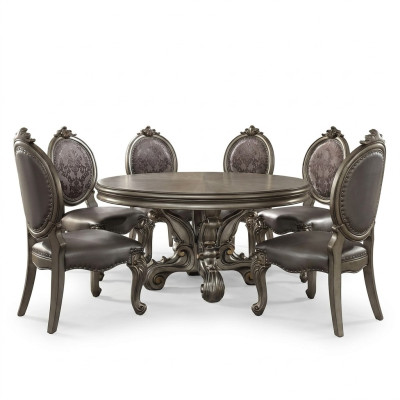 Design Tavolo Rotondo 8x Sedie Sedie Sala da Pranzo Seduta Imbottita Set Tavoli Rotondi