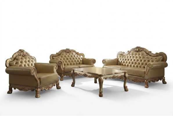 Set di divani da soggiorno design 3+2 posti in pelle con divano e poltrona.