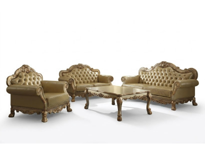 Set di divani da soggiorno design 3+2 posti in pelle con divano e poltrona.