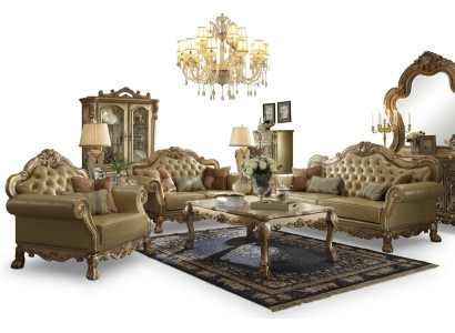Set di divani 3+2+1 posti in pelle Chesterfield