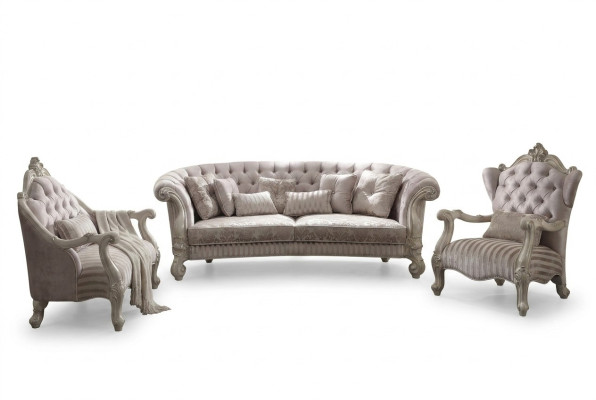 Grande divano imbottito completo con 4+1 posti in tessuto, divani Chesterfield nuovi.