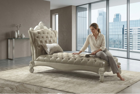 Chesterfield Chaiselongue Divano Lis Chaise Club Relax Letto Pelle Tessuto nuovo