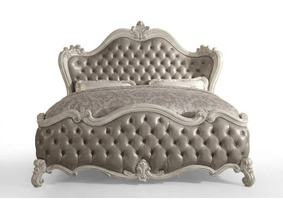 Letto da designer camera da letto in pelle imbottita Chesterfield nuovo