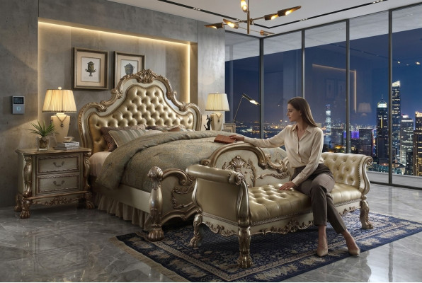 Chaise longue divano di lusso sdraio divano sdraio in pelle barocco rococò
