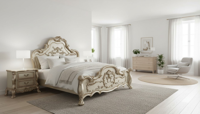 Design letto matrimoniale letti di lusso classici barocchi rococò Chestgerfield nuovo
