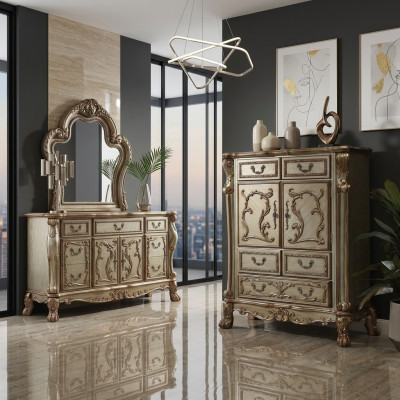 Classico stile barocco antico cassetiera credenza in legno massello nuovo.