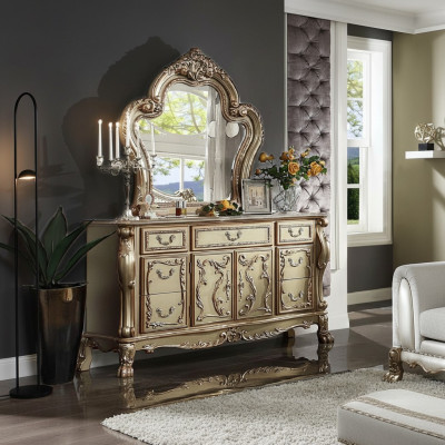 Mobiletto di pregio buffet credenze armadio + specchio barocco rococò credenza legno nuovo