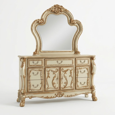 Mobiletto di pregio buffet credenze armadio + specchio barocco rococò credenza legno nuovo
