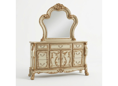 Mobiletto di pregio buffet credenze armadio + specchio barocco rococò credenza legno nuovo