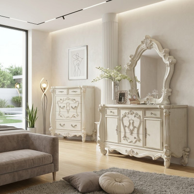 Buffet Comò Complementi d'arredo Armadio Barocco Rococò Specchio Madia Consolle Legno nuovo