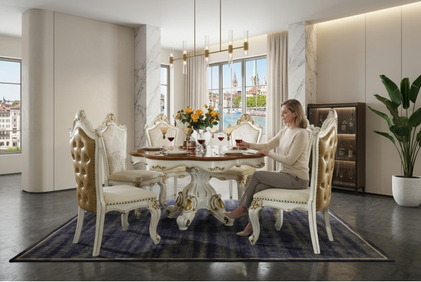 Design tavolo in legno Tavolo rotondo da pranzo Tavoli rotondi di lusso di classe