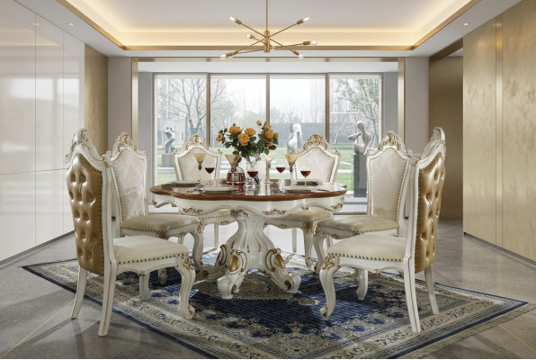 Design tavolo in legno Tavolo rotondo da pranzo Tavoli rotondi di lusso di classe
