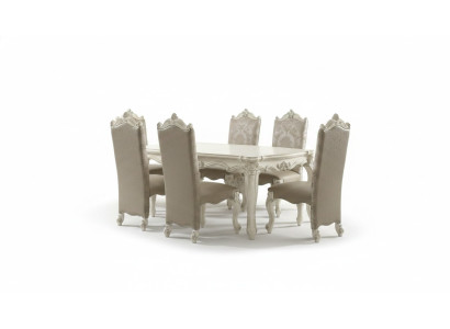 Set da pranzo reale stile barocco-rococò, mobili da sala da pranzo 6 sedie tavolo da pranzo set 7 pezzi.
