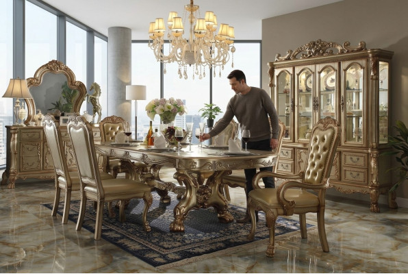 Tavolo da pranzo reale Designer Chesterfield 6 sedie Set completo di accessori 7 pezzi.