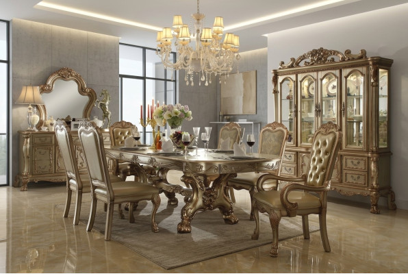 Tavolo da pranzo reale Designer Chesterfield 6 sedie Set completo di accessori 7 pezzi.