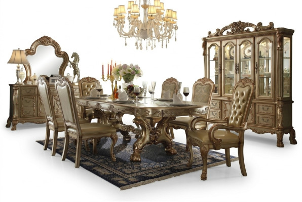 Tavolo da pranzo reale Designer Chesterfield 6 sedie Set completo di accessori 7 pezzi.