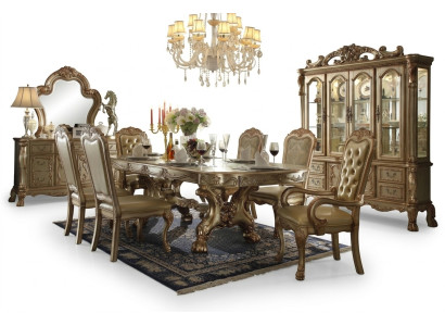 Tavolo da pranzo reale Designer Chesterfield 6 sedie Set completo di accessori 7 pezzi.