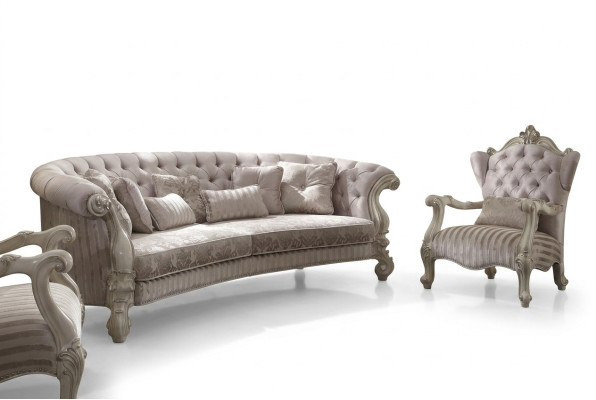 Divano Chesterfield a 4 posti in stile classico di lusso con rivestimento, divano in tessuto barocco.