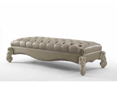 Sgabello Tavolino Poltrona poggiapiedi Chesterfield in pelle Pouf Barocco Rococò