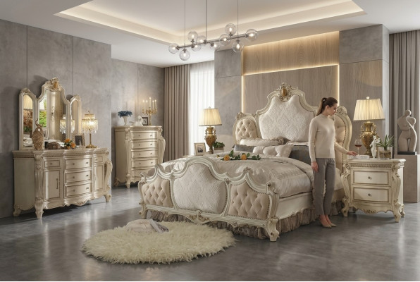 Letto di lusso imbottito design Letti matrimoniali matrimoniali di alta classe Tessuto per la camera da letto dell'hotel