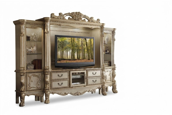 Mobile TV in legno, stile barocco, scaffale, mobile da soggiorno, armadio, nuovo classico.