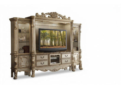Mobile TV in legno, stile barocco, scaffale, mobile da soggiorno, armadio, nuovo classico.