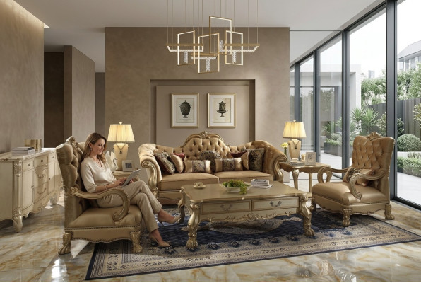 Set di divani 3 + 1 + 1 posti Chesterfield di lusso divani divani imbottiti6261.