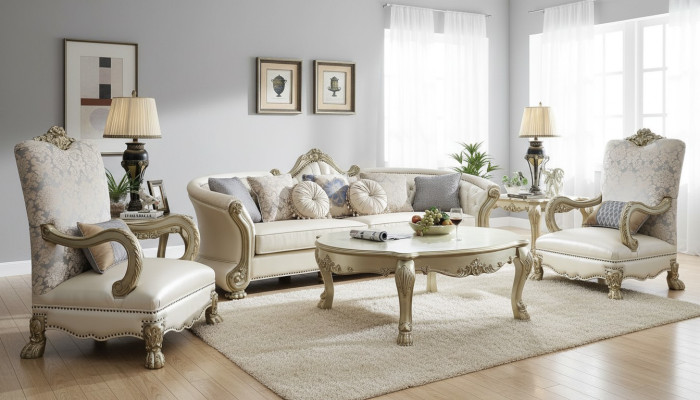 Set divani in pelle di lusso 4+1+1 posti con tavolino