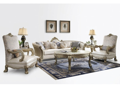 Set divani in pelle di lusso 4+1+1 posti con tavolino