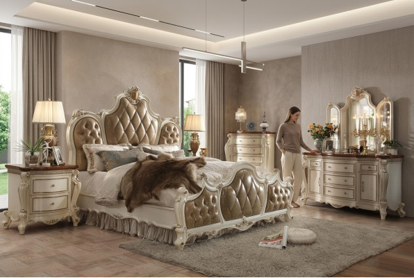 Set da camera da letto comodini letto 5 pezzi Stile barocco antico Rokoko in legno