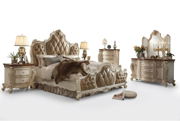 Set da camera da letto comodini letto 5 pezzi Stile barocco antico Rokoko in legno