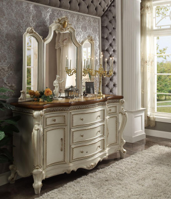 Buffet credenza cassettiera con specchio Lavorazione artigianale Legno vero Stile rococò barocco